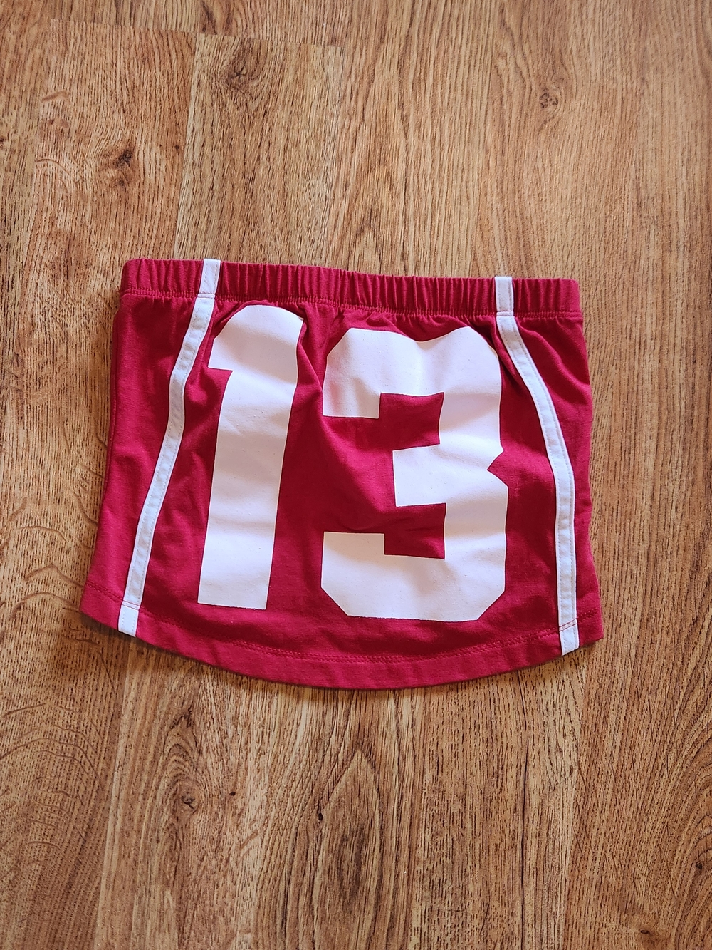 Red Tube Top with White '13' Graphic, Crop Top, Size XS